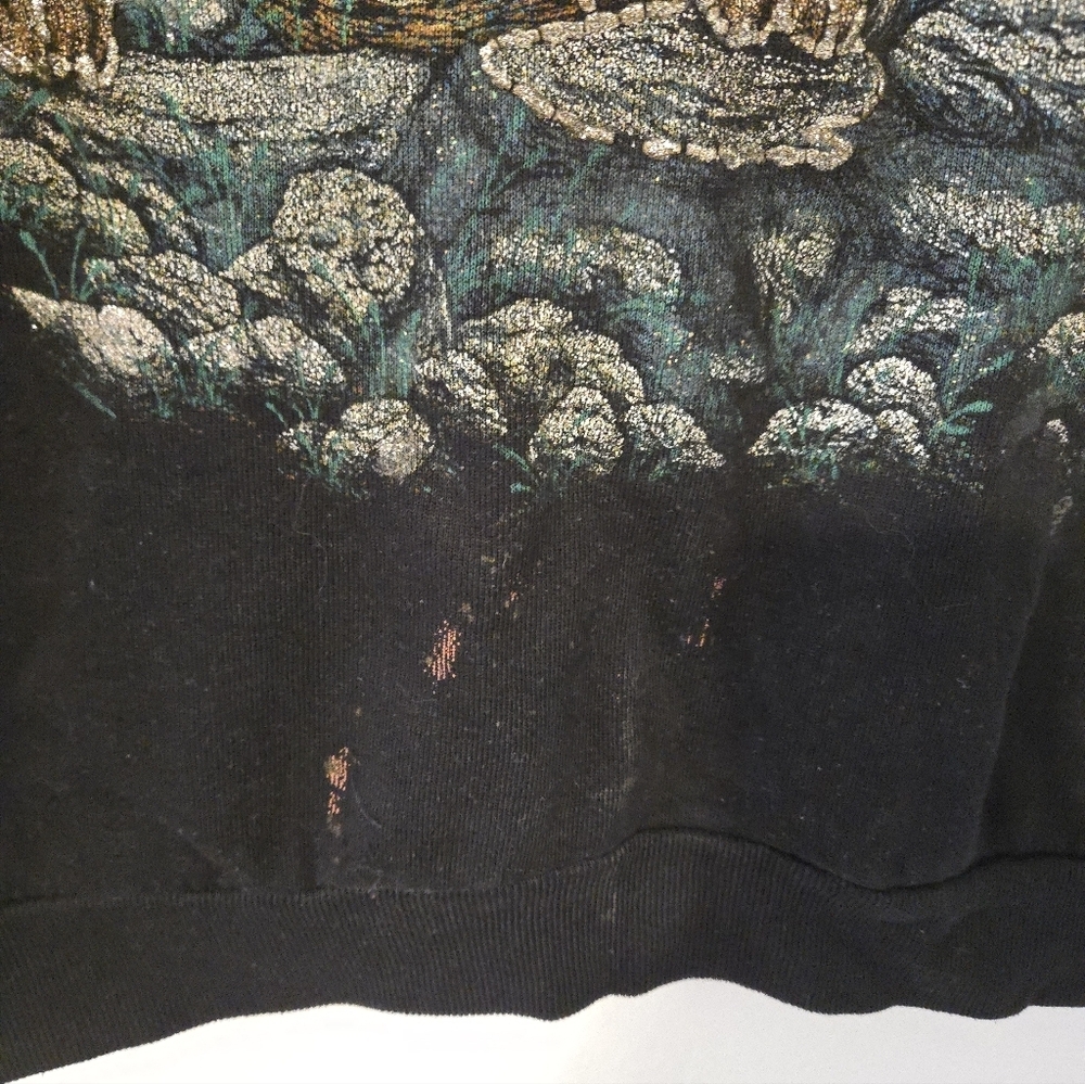 Vintage Lynx Bobcat Wildcat Sweatshirt Jeweled Embellished Eyes Womens Medium US - Picture 4 of 8